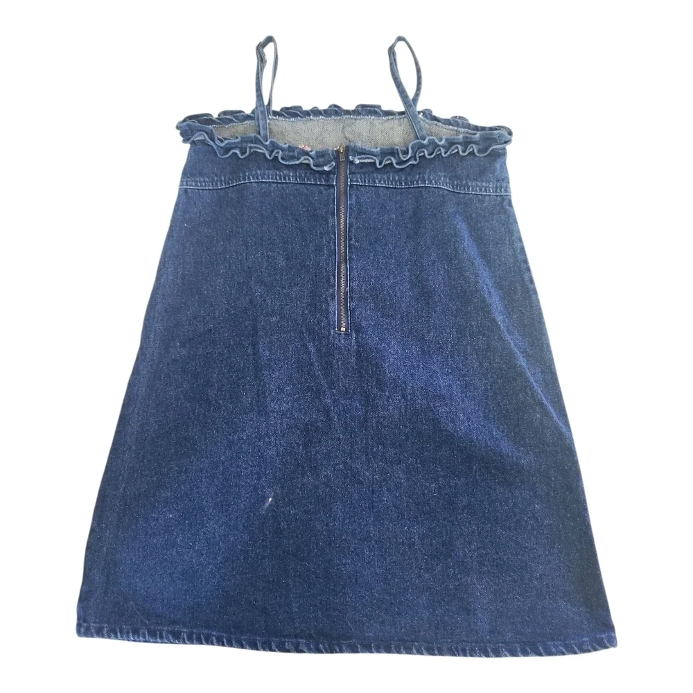 KHQ Sportswear Girls Denim Sundress Size 12 Embroidered Sleeveless